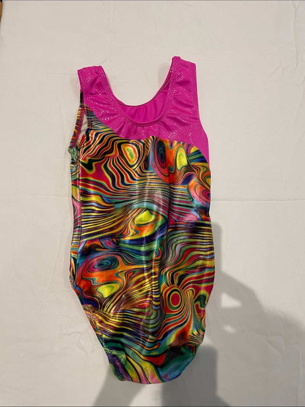 GK Pink Multicolor Swirl Kids One-Piece Leotard  - size CL